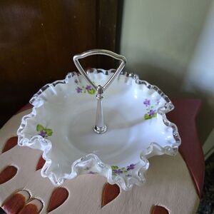Vintage Fenton candy dish, floral candy dish